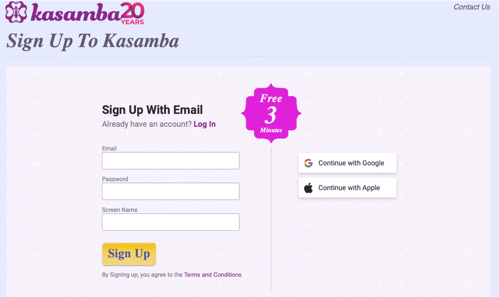 Sign Up at Kasamba